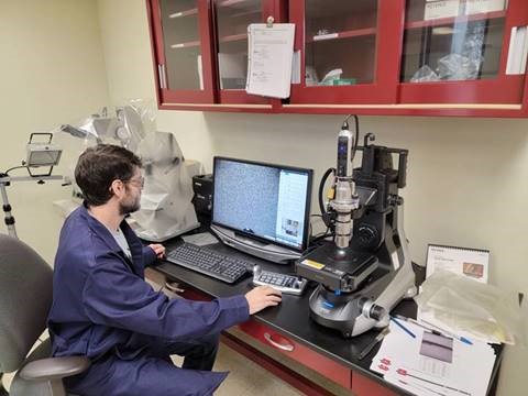 Microscope examination of metallographic mount’s microstructure Microscope examination of metallographic mount’s microstructure